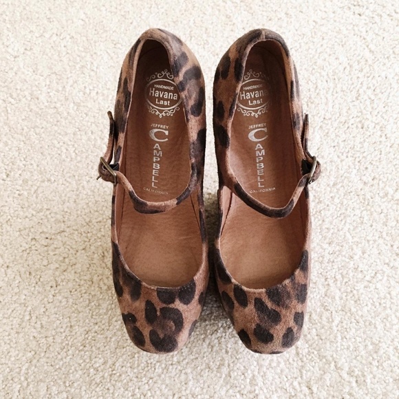 JEFFREY CAMPBELL 5 5.5 6 NightWalk Leopard Suede Heelless Platform Mary-Jane - Picture 2 of 6